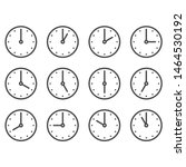 Set of wall clocks for every hour