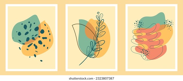 Set of wall decoration designs , boho minimalist art design, cover, print and card