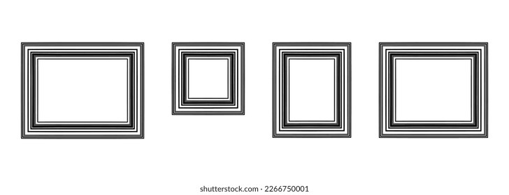 Set of wall picture frame in different shapes isolated. Flat vector illustration