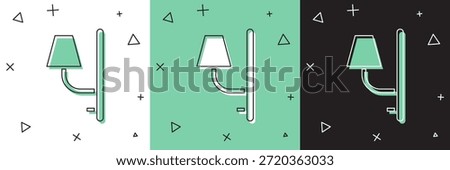 Set Wall sconce icon isolated on white and green, black background. Wall lamp light.  Vector Illustration