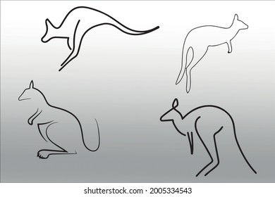 set of Wallabies silhouette.
 Line  isolated or logo isolated sign symbol vector, outline and stroke style Collection of high-quality black style vector illustration