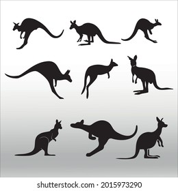 Set of Wallabies Silhouette line isolated or logo isolated sign symbol vector, outline and stroke style Collection of high-quality black style vector illustration,