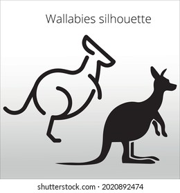 set of wallabies silhouettes ,  line isolated or logo isolated sign symbol vector, outline and stroke style Collection of high-quality color style vector illustration,
