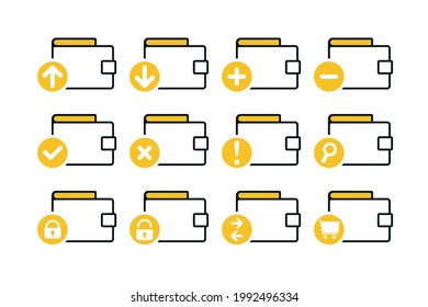 Set of wallect icon. Money e-wallet for app, web. Illustration vector