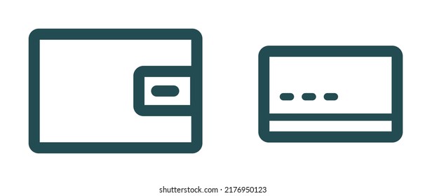 Set of wallet and credit card icons. Vector.
