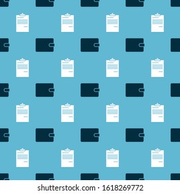 Set Wallet and Document on seamless pattern. Vector