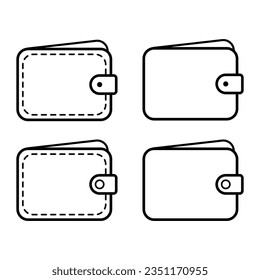 Juego de ícono vacío de cartera, símbolo plano de finanzas, economía de depósito de efectivo ilustración de vector de caja.