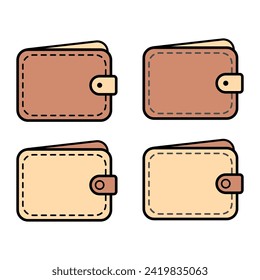 Set Set leere Portemonnaie Icon, Finanz-flaches Symbol, Sparguthaben-Vektorgrafik .