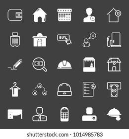 set of wallet, house, calendar, add user, baggage, buy button, petrol, pencil, search finance, shop, cloth hanger, helmet, hierarchy, checklist, atm, cellphone, service, office desk, user vector icon
