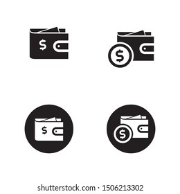 Set of wallet icon with black and white color
