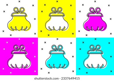Set Wallet icon isolated on color background. Purse icon. Cash savings symbol.  Vector