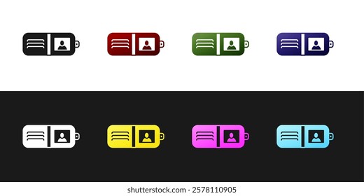 Set Wallet icon isolated on black and white background. Purse icon. Cash savings symbol.  Vector Illustration