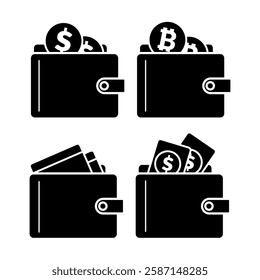 Set of wallet icons for payments