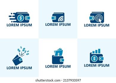 Set of wallet money logo template design vector