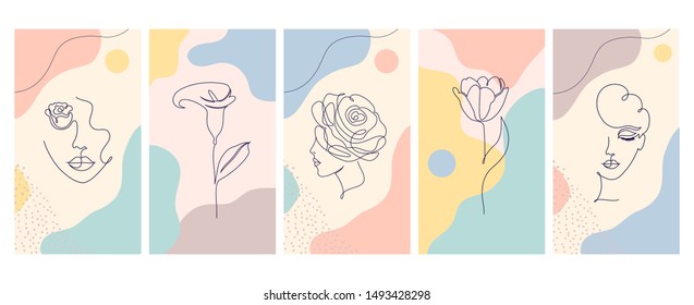 Set of wallpaper for social media stories, cards, flyers, posters, banners and other promotion.