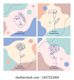 Set of wallpaper for social network, cards, flyer, poster, banners and other promotion.Beauty and fashion concept.