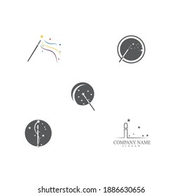 Set Wand magic stick Logo Template vector symbol nature