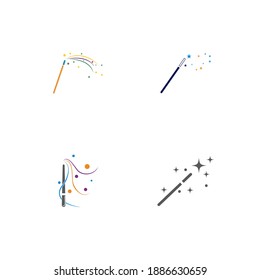 Set Wand magic stick Logo Template vector symbol nature