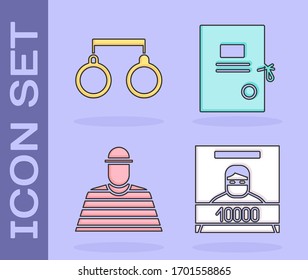 Cartel Set Wanted, Esposas, Prisionero y papel de la demanda. Vector