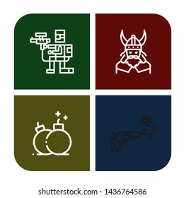 Set of war icons such as Paintball, Viking, Bomb, Gun , war
