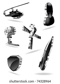 set of war icons. vector 3