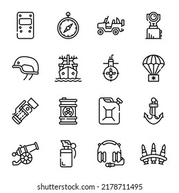 Iconos lineales de guerra

