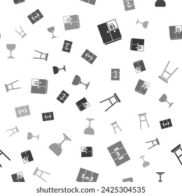 Set Wardrobe, , Chair and Lamp hanging on seamless pattern. Vector