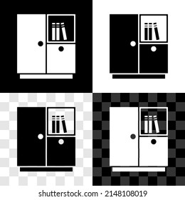 Set Wardrobe icon isolated on black and white, transparent background.  Vector