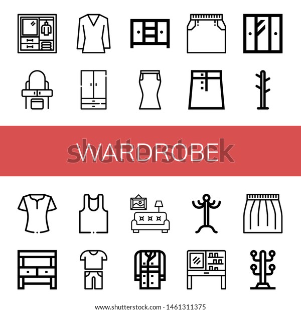 Set Wardrobe Icons Such Wardrobe Dressing Stock Vector Royalty