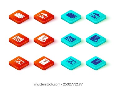 Set Warehouse, Envelope, Calendar, with dollar symbol,  and  icon. Vector