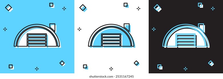 Set Warehouse icon isolated on blue and white, black background.  Vector