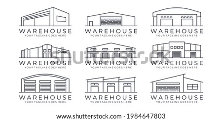 set of warehouse line art icon logo Design Vector Illustration