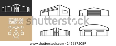 set of warehouse line art icon logo Design Vector Illustration