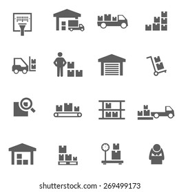 Set Of Warehouse Logistic Storage Vector Black Icons