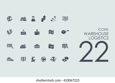 Set of warehouse logistics icons