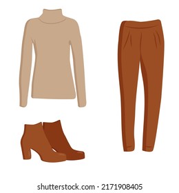 conjunto de calzado de ropa cálida de otoño pantalones de suéter