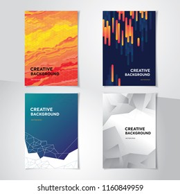 Set of warm and cool tone abstract creative design cover backgrounds A4 proportion