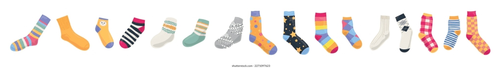Set of warm knitted socks on white background