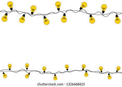 A set of warm light bulb garlands, holiday decorations. The lamps. Glowing Christmas lights. Vector on white background.