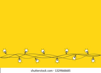 A set of warm light bulb garlands, holiday decorations. The lamps. Glowing Christmas lights. Vector on yellow background.