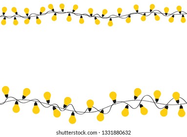 A set of warm light bulb garlands, holiday decorations. The lamps. Glowing Christmas lights. Vector on white background.