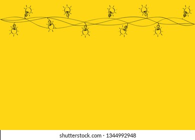 A set of warm light bulb garlands, holiday decorations. The lamps. Glowing Christmas lights. Vector on yellow background.