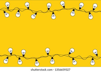 A set of warm light bulb garlands, holiday decorations. The lamps. Glowing Christmas lights. Vector on yellow background.