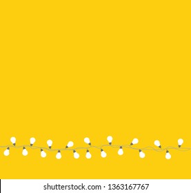 A set of warm light bulb garlands, holiday decorations. The lamps. Glowing Christmas lights. Vector on yellow background.