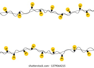 A set of warm light bulb garlands, holiday decorations. The lamps. Glowing Christmas lights. Vector on white background.
