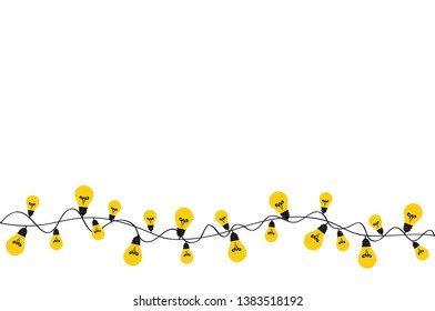 A set of warm light bulb garlands, holiday decorations. The lamps. Glowing Christmas lights. Vector on white background.