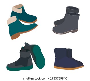 Set of warm winter fall boots