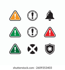 Set of Warning and Alert Icons for Website or App