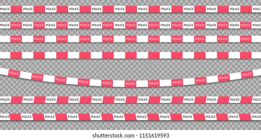 Set warning barricade lines. Caution do not cross the tapes. the scene of the crime, the police caution. Vector elements on an isolated transparent background.