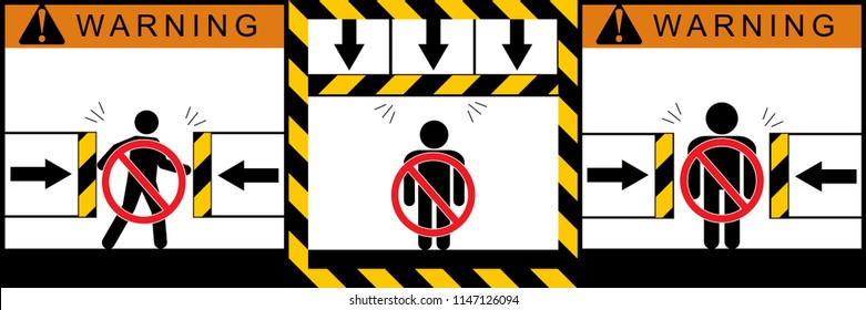 Set warning crushing hazard signs,illustration vector eps10.